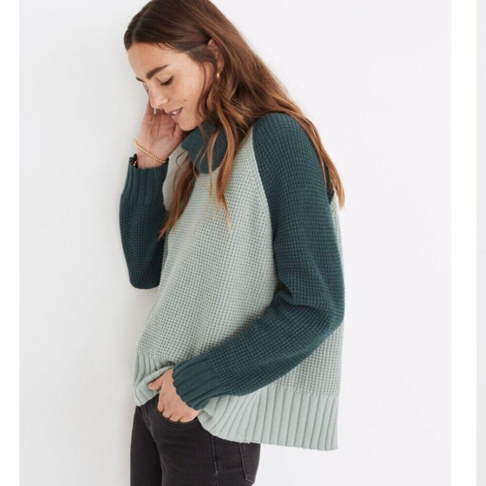 Madewell Colorblock Eastbrook Turtleneck Cross-Back Sweater